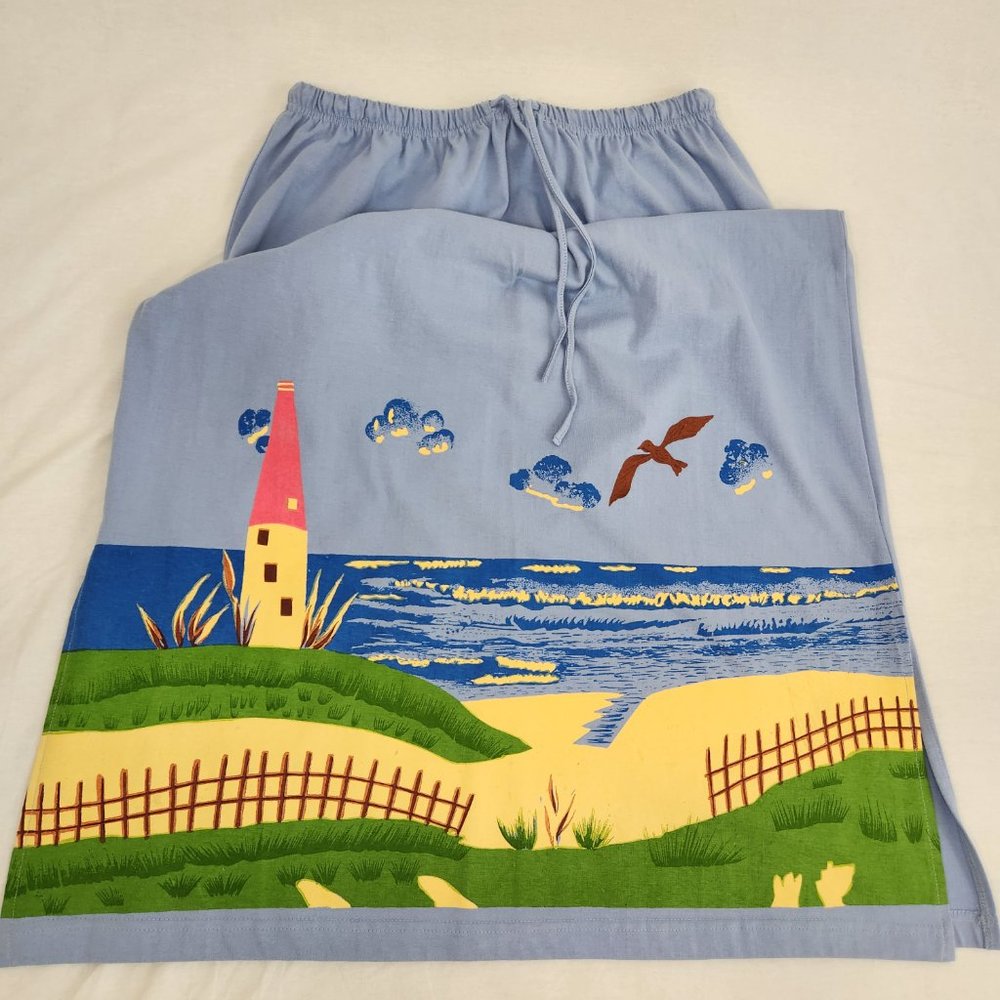 Vintage KAKTUS Fairy Artsy Blue Printed Novelty Set of Two T-Shirt/Skirt Size L. - Picture 15 of 16